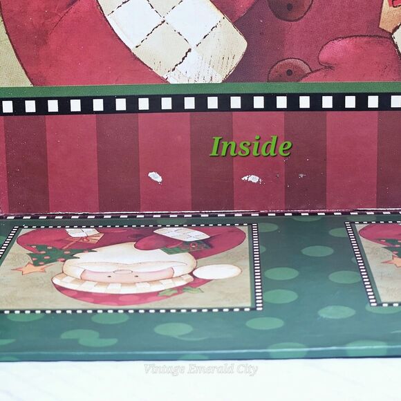 Cozy Santa Claus Gift Box Classic Christmas Cartoon Holiday Storage Keepsake Red - Picture 4 of 10